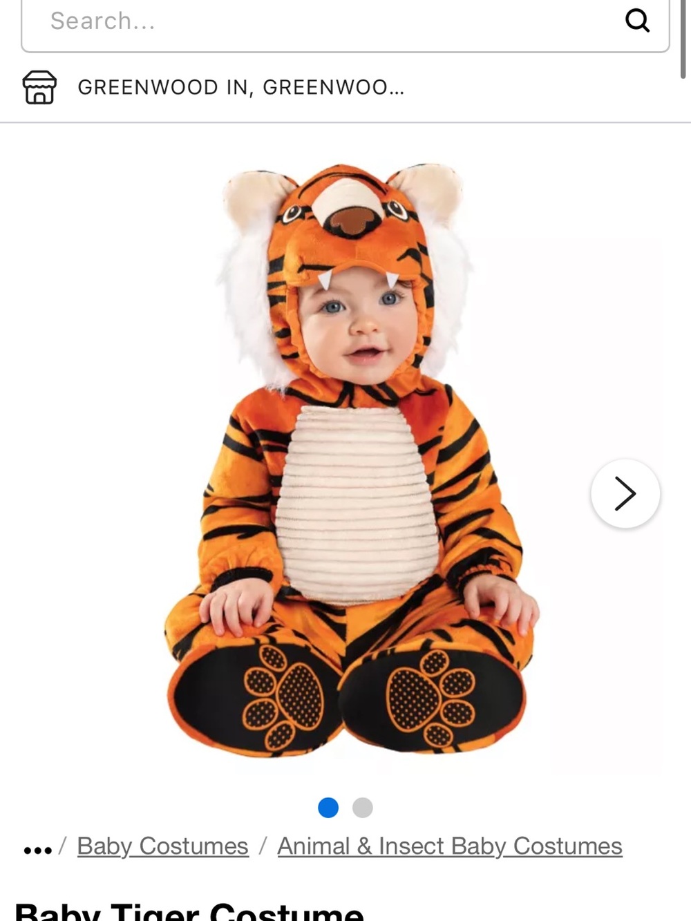 Spirit Orange, Black and Cream Plush Tiger Baby Costume 6-12 month